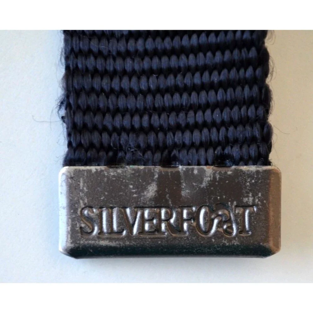 Silverfoot Nylon Backed Ribbon Belt  1-1/4”Wide Logo Buckle Multi Color Stripe